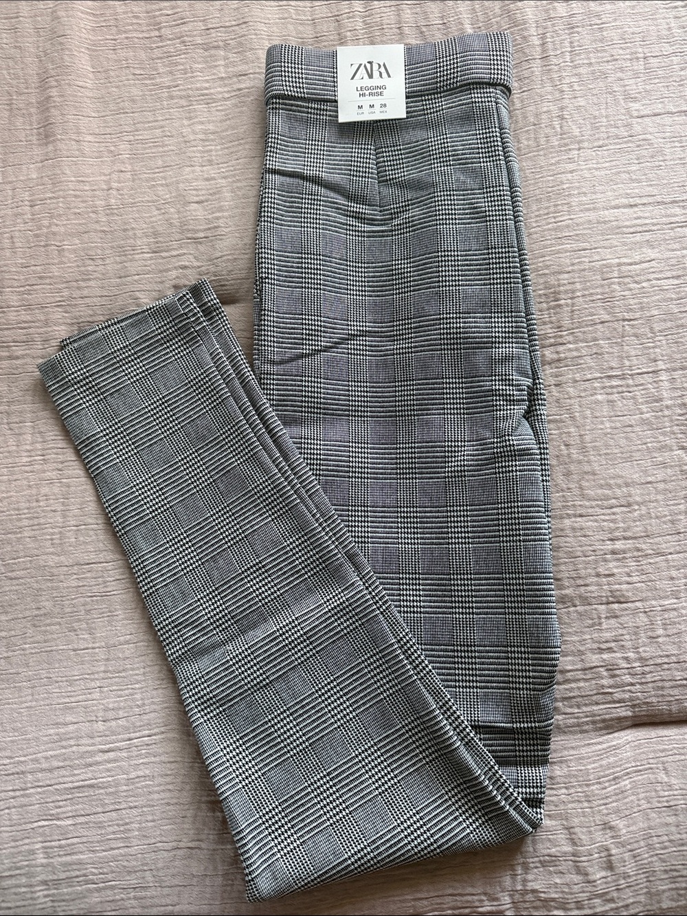 Zara Black & Gray Glen Plaid Work Pant Leggings